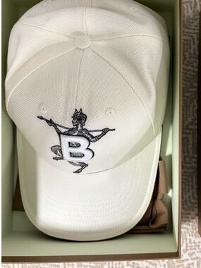Burberry White Cap with Orange Embroidered Logo